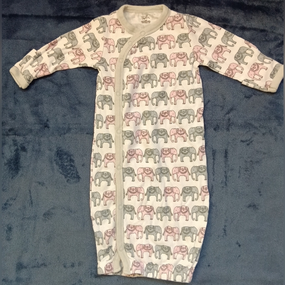 Touched By Nature Organic Cotton Gown Girls 0-6 Month Elephant